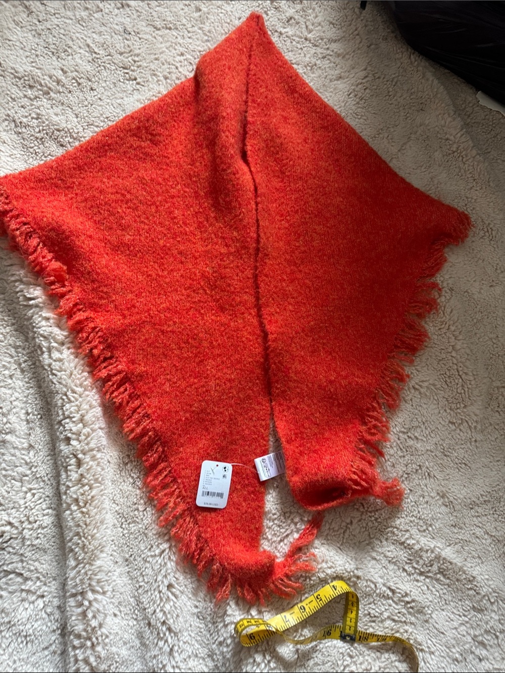 Free People Vibrant Red-Orange Fringed Wrap
